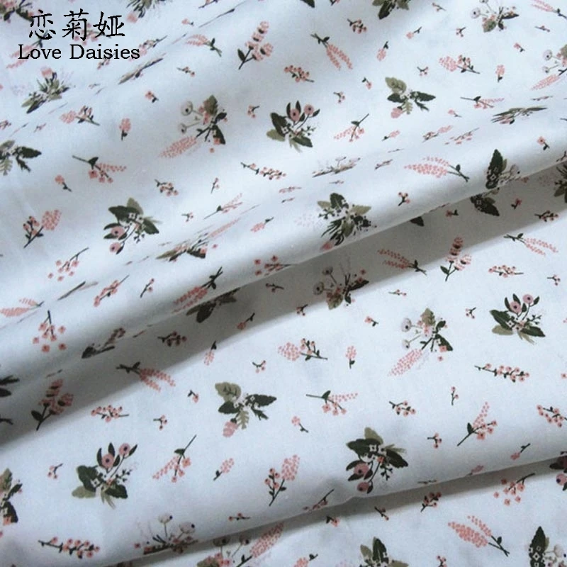 Bombaž Japonski slog belo roza majhni cvetlični keper krpo DIY za otrok posteljnina oblačila, obleko mozaik obrti quilting tkanine