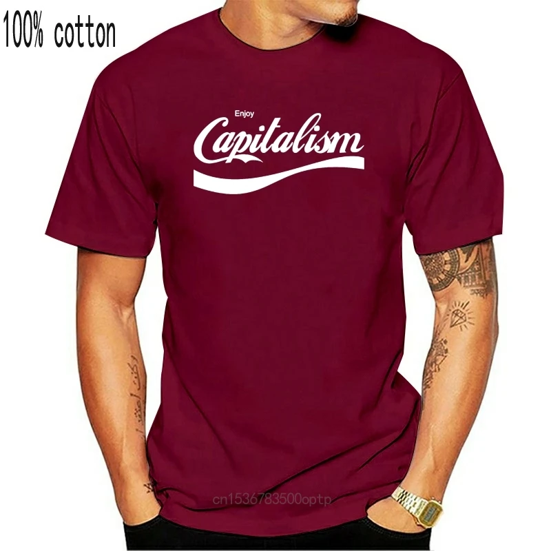 Bombaž O-vratu natisnjeni T-shirt Kapitalistične Mega Tees Uživajte Kapitalizma Smešno Tee za moške