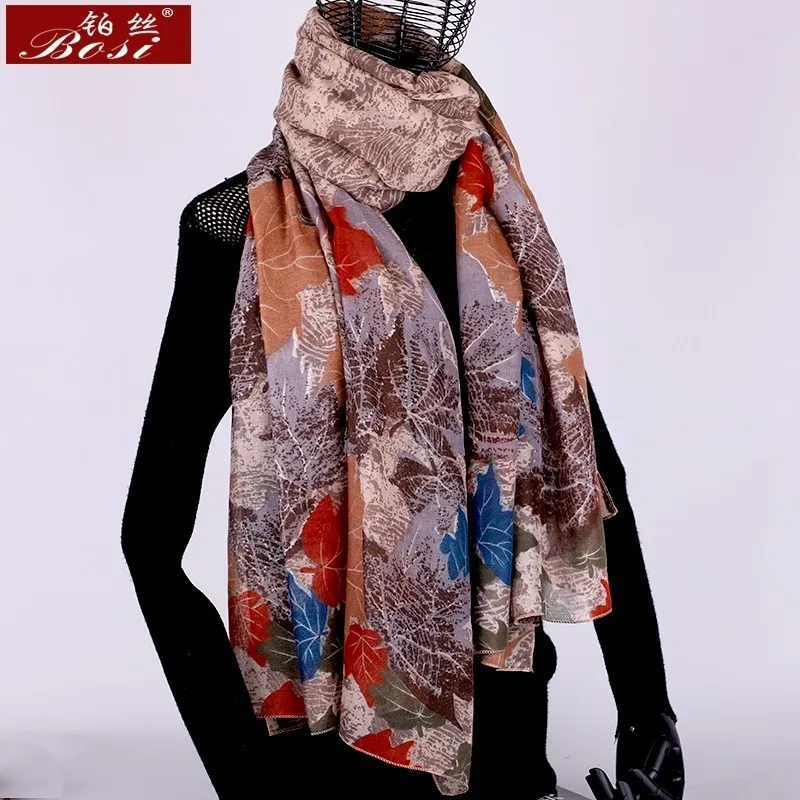 Bombaž zimski šal Obrat tiskanja ženske modni šali, poncho sjaal preveliko razkošje blagovne znamke dolgo šali hidžab