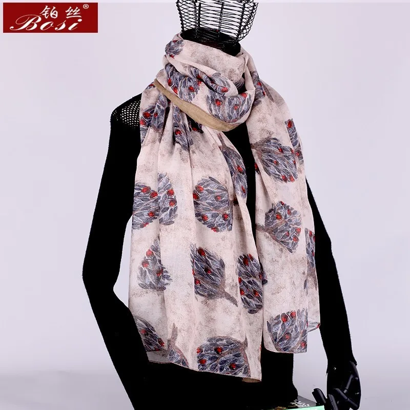 Bombaž zimski šal Obrat tiskanja ženske modni šali, poncho sjaal preveliko razkošje blagovne znamke dolgo šali hidžab