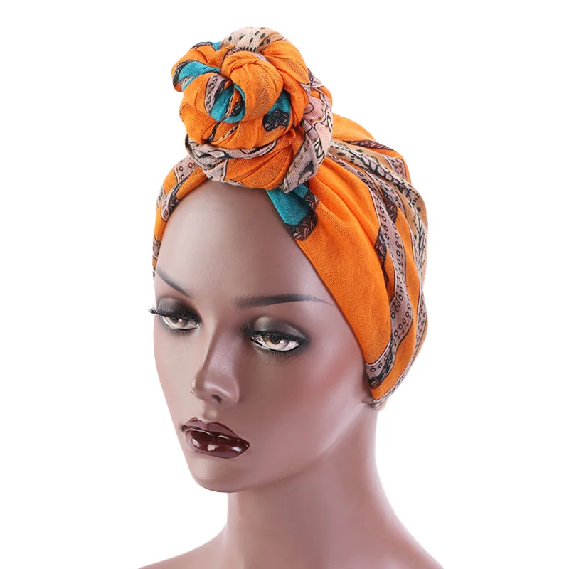 Bombaž ženske Afriške Tiskanja turban Kemo Raka Skp headwrap ruta 2 v 1 Šal Raztezajo Dolge Lase Šal headscarf Turban Kravato