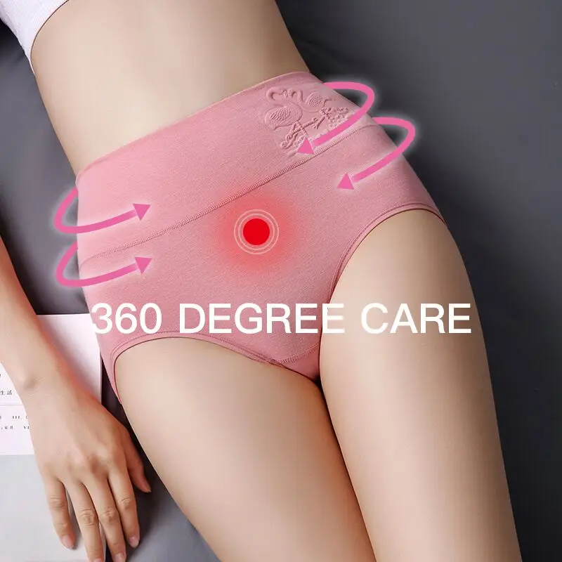 Bombaž Ženske spodnje Hlačke Plus velikost visoko pasu perilo ženski fiziološke elastična dihanje mehko olajšave pozimi toplo underwears