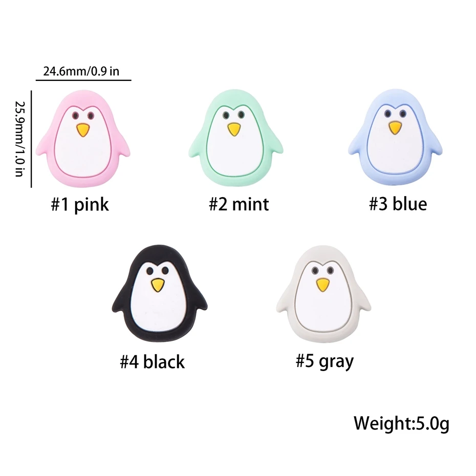 Bopoobo 5pc Baby Silikonski Teethers Živali Pingvin BPA Free Živilske kakovosti zdravstvene Nege Oprema DIY Nakit zdravstvene Nege Ogrlico, Obesek