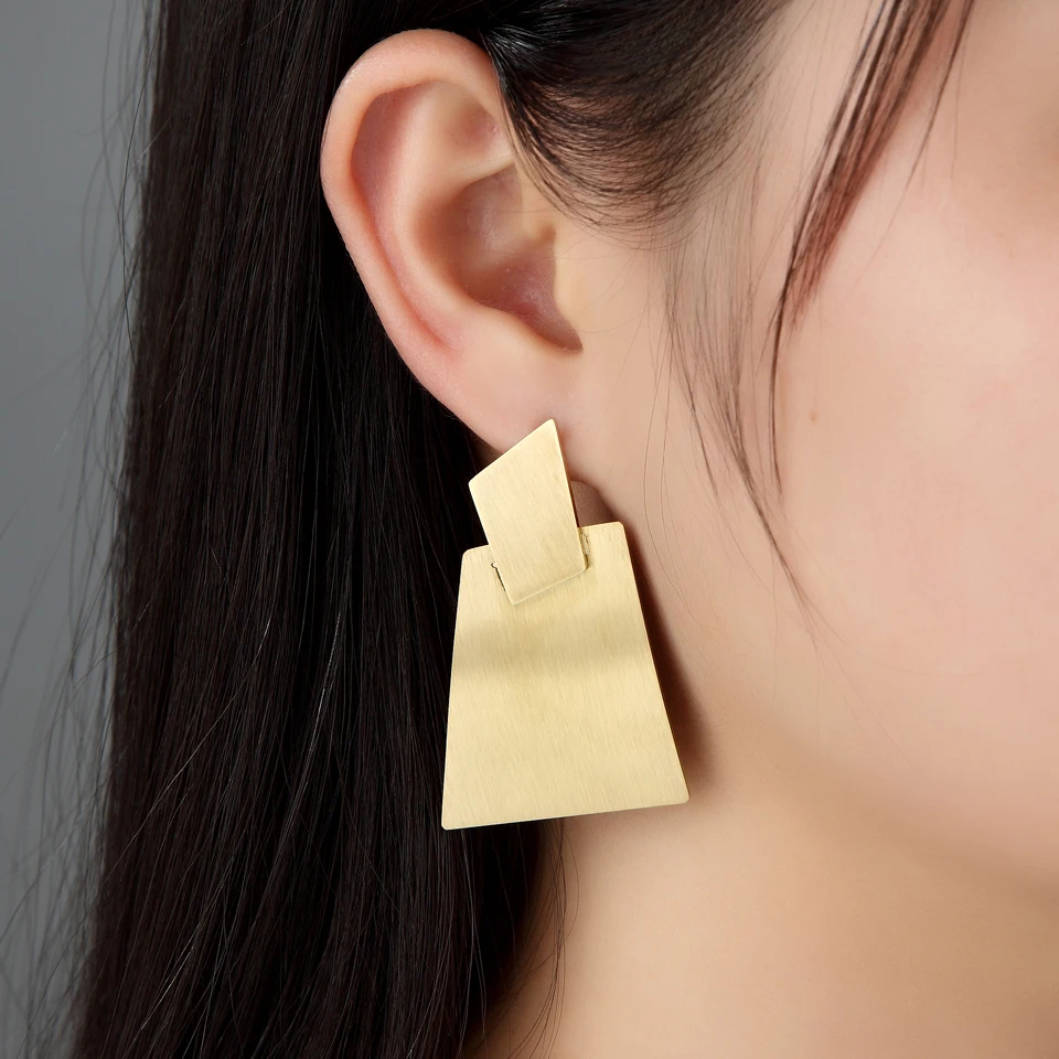 BORASI Rose Gold-Barva Dolgo Visijo Uhani Za Ženske iz Nerjavečega Jekla Hyperbole Edinstveno Nezakonitih Big Earings Modni Nakit
