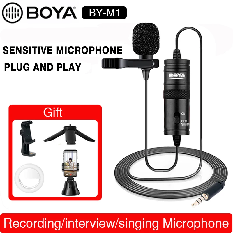BOYA S-M1/M1DM Avdio Snemanje Lavalier River Mikrofon Posnetek Na Mic za iPad, iPhone Sumsung Pametni Podcast Kamera Snemalnik