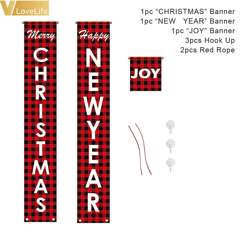 Božič Banner netkanih Tkanin Novo Leto 2020 Božično Dekoracijo za Dom buffalo kariran božič, Božični Okraski