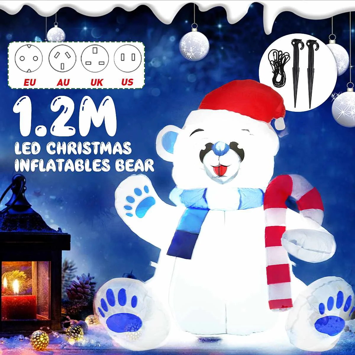 Božič LED Napihljivi Sneg Medved Lutke 120cm Dom, Vrt, Dvorišče Božič Napihljivi Rekvizitov, z LED Luči Otroci Božič Igrače Darila