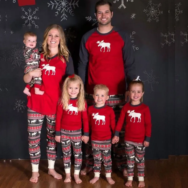 Božič Moose Pravljice Božič Družinski Ujemanje Pižamo Nastavite Odrasli Otroci Sleepwear More Pjs Photgraphy Prop Stranka Oblačila