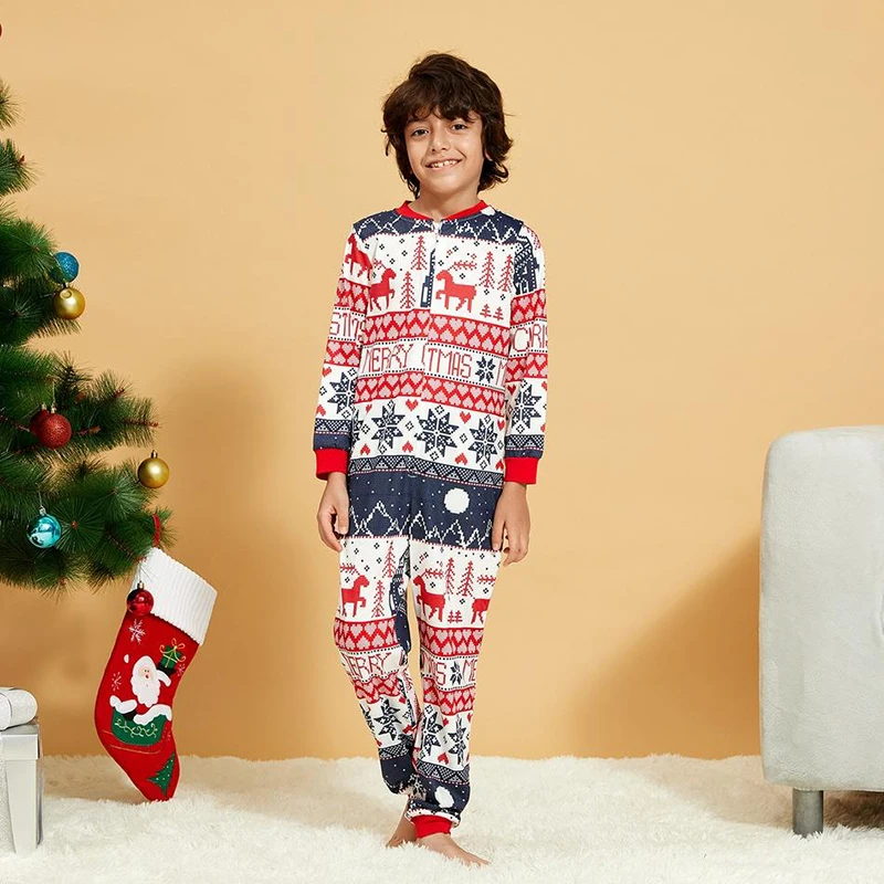 Božič Onesi Sleepwear Jumpsuit Jelenov Snežinka Geometrijske Festival Družine Ujemanje Onsie Pižamo Priložnostne More Homewear