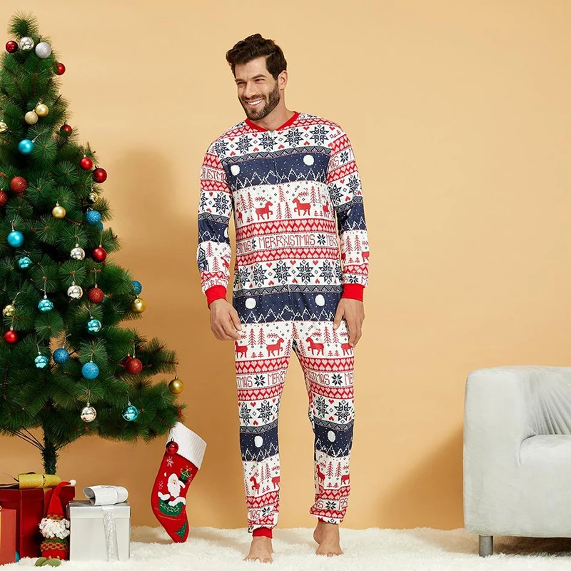 Božič Onesi Sleepwear Jumpsuit Jelenov Snežinka Geometrijske Festival Družine Ujemanje Onsie Pižamo Priložnostne More Homewear