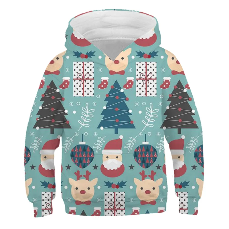 Božič otroški pulover s kapuco 3D tiskanje risanka Hoodie Fantje in dekleta Hoodie moda nov pulover