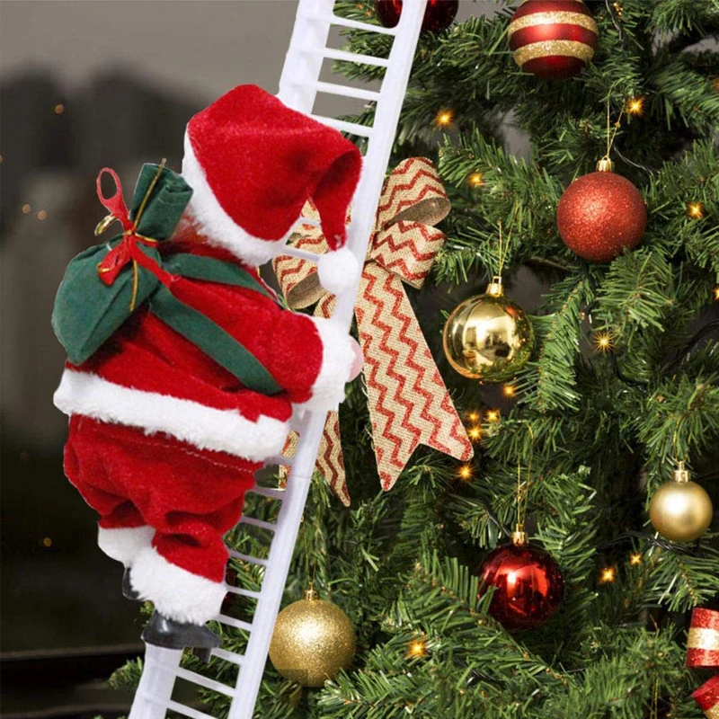 Božič Santa Claus Električni Vzpenjanja Lestve Viseči Okras Božično Drevo Okraski Smešno Novo Leto Otroci Darila Stranka Dekor