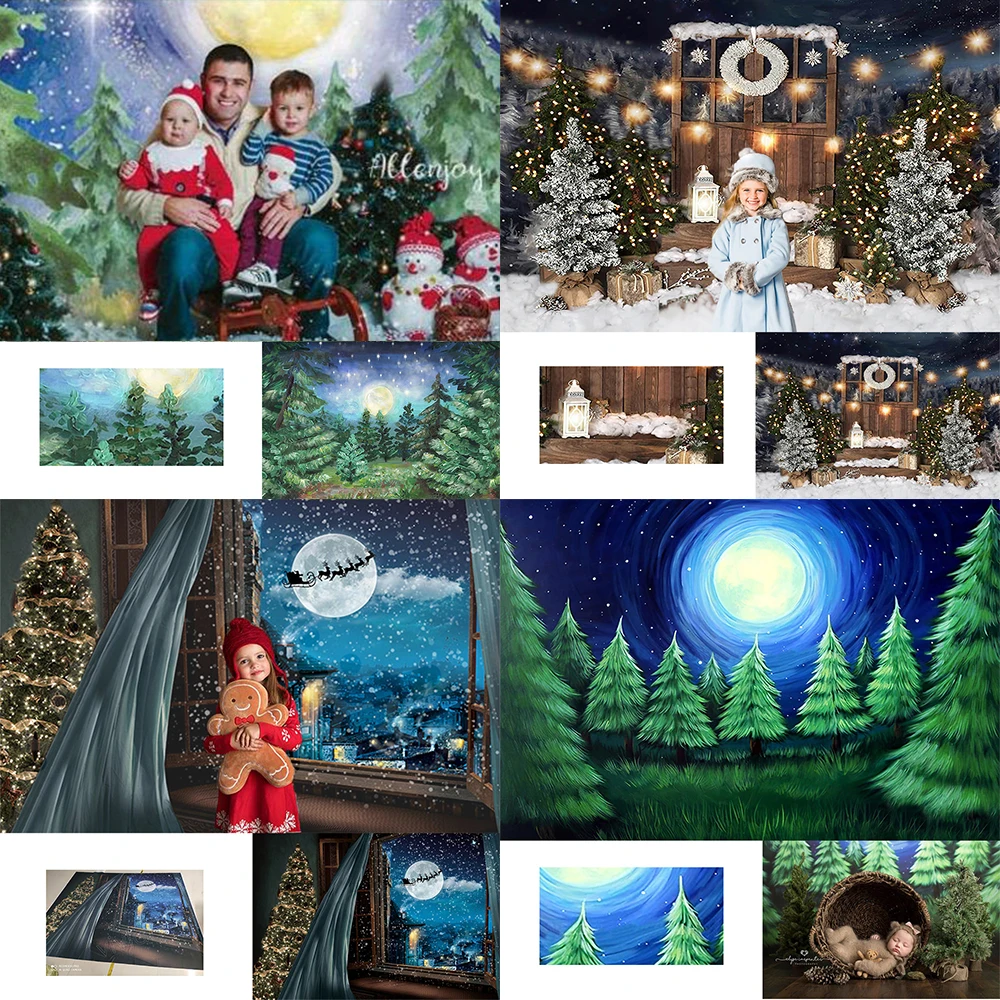 Božič Snežinka Velika luna drevo Luči, Pristavim Les, Dojenček, Otrok, Fotografija Ozadje Glitter Party Lučka Dekor Transparent