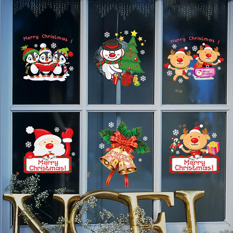 Božič Stenske Nalepke, Dnevna Soba Božič Santa Claus Snežaka Elk Nalepke Okno Vitrina Steklena Dekor Plakat Dekorativne Folije