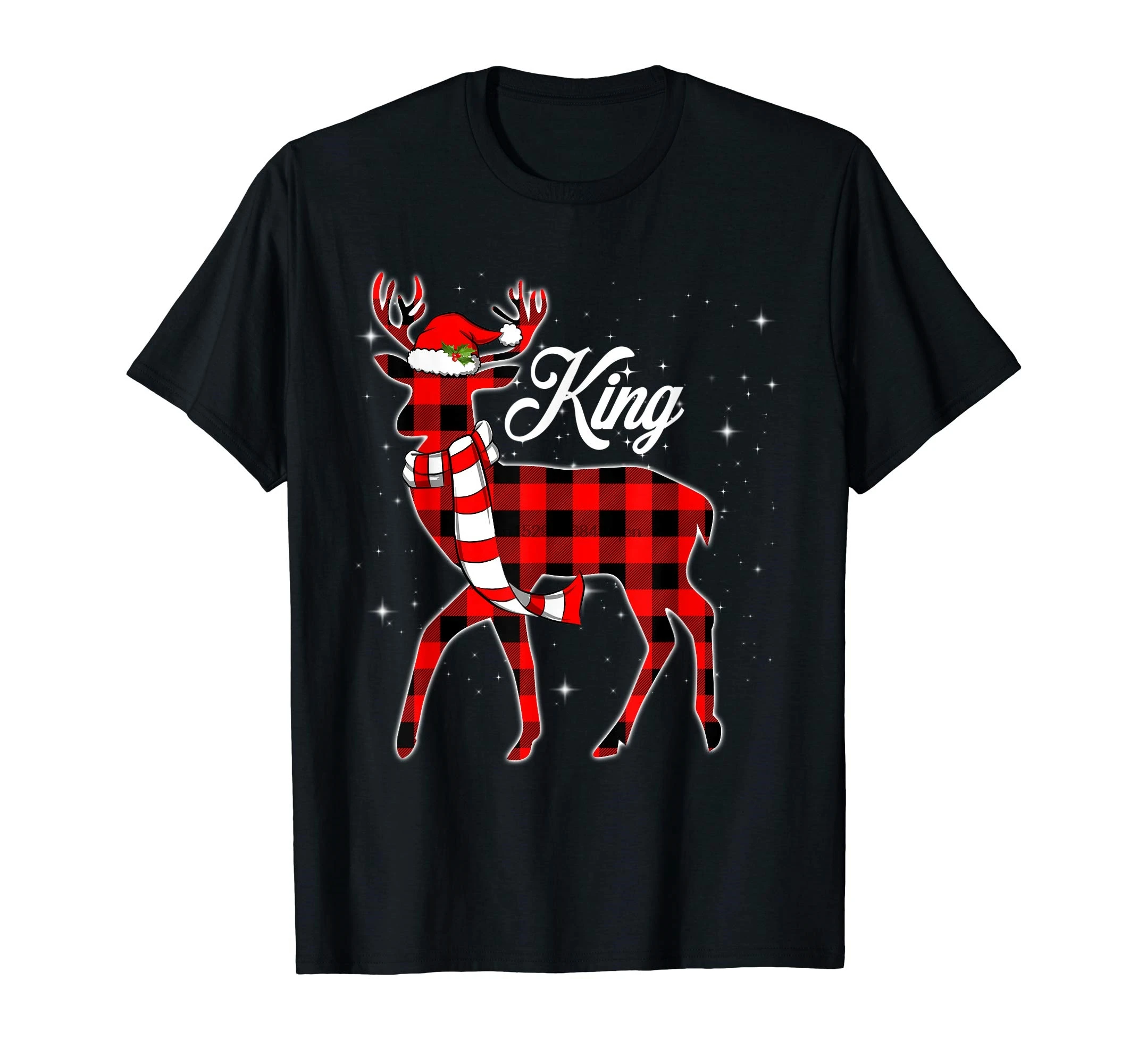 Božič T-Shirt-moška T-Majica-Črna Pajama Majica Družine Kralj Jelenov Kariran