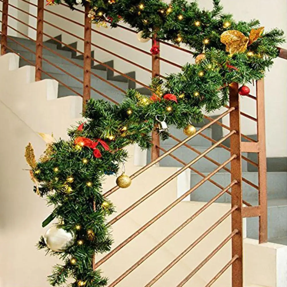 Božič Umetno Garland Venec 2.7 m Zelen Božič Doma Stranka Božični Dekor Rattan Visi Venec Ornament