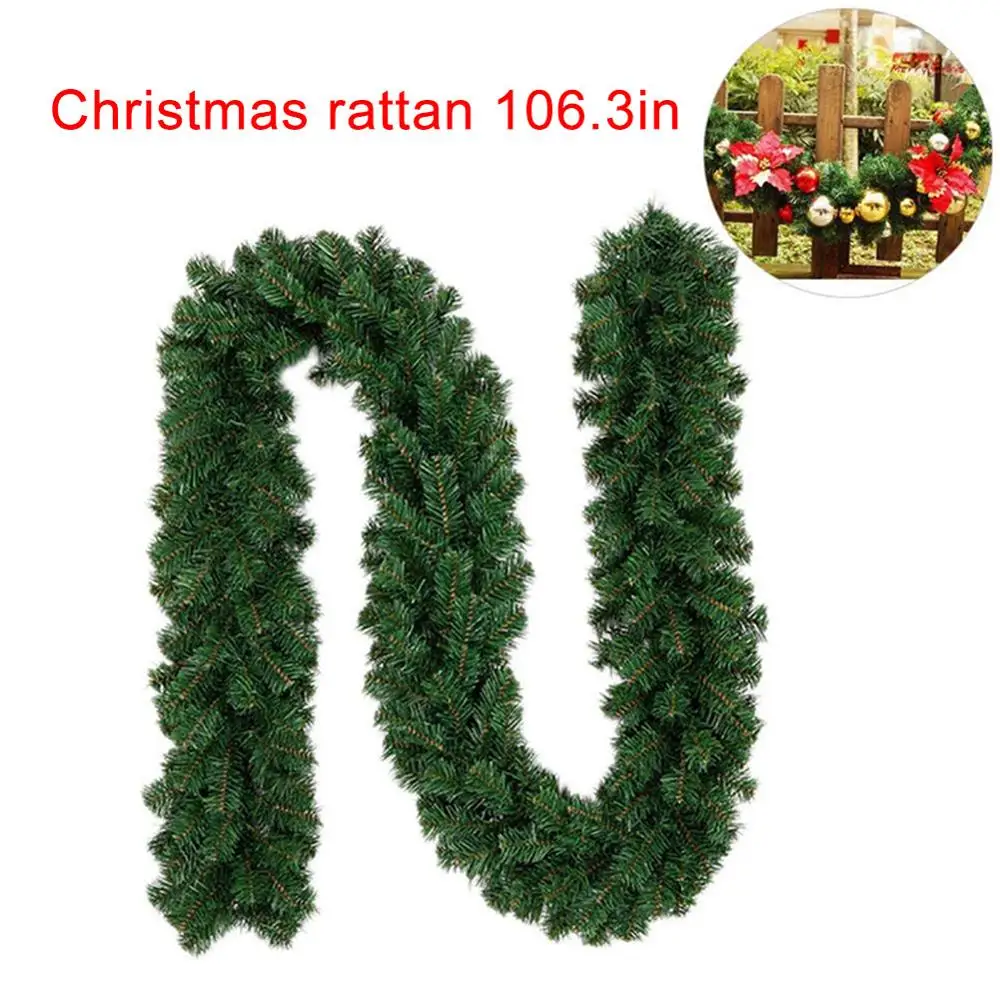 Božič Umetno Garland Venec 2.7 m Zelen Božič Doma Stranka Božični Dekor Rattan Visi Venec Ornament