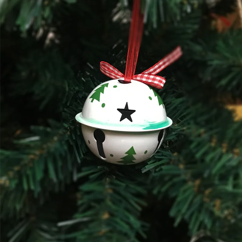 Božič, velika jingle bell dekoracijo 65mm 6pcs zelena, bela kovinski drevo Božični okrasek za dom Božič trojk dobave