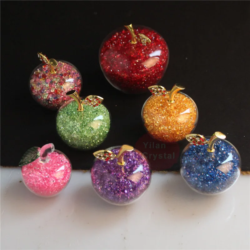 Božična Darila Kristalno Apple Miniaturni Z Barvnim Nadev Luksuzni Stekla Božič Apple Obrti Doma Dekoracijo Dodatki Darilo