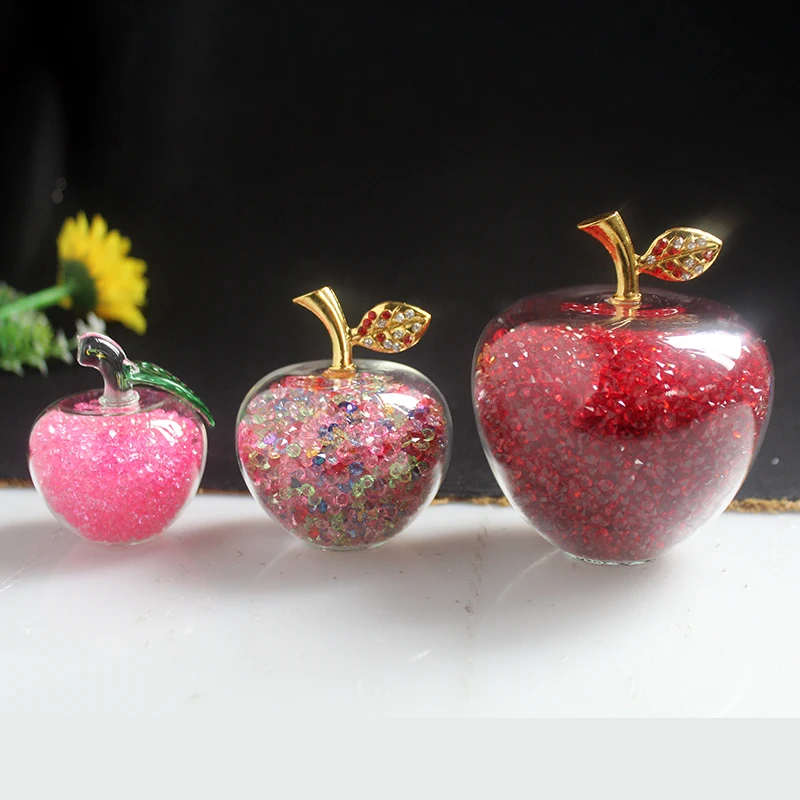 Božična Darila Kristalno Apple Miniaturni Z Barvnim Nadev Luksuzni Stekla Božič Apple Obrti Doma Dekoracijo Dodatki Darilo
