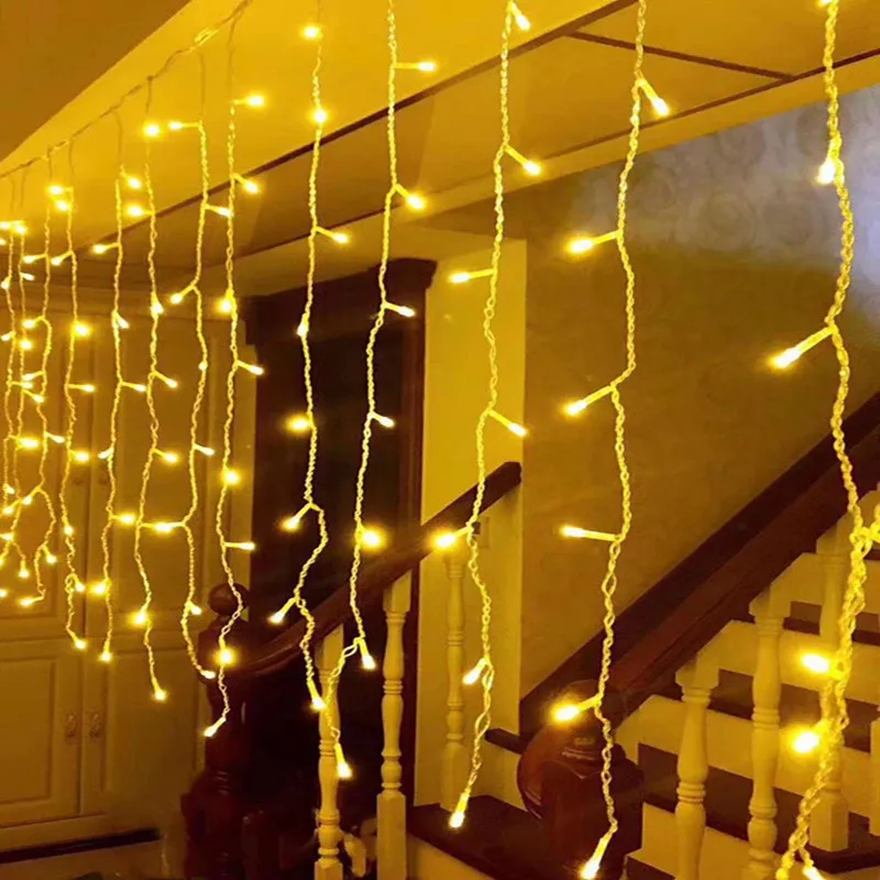 Božični Luči LED Zavese Ledenica Garland Niz Luči Droop 0,6 m Nepremočljiva Pravljice Luči za Zunanjo Poročni Vrt Dekor