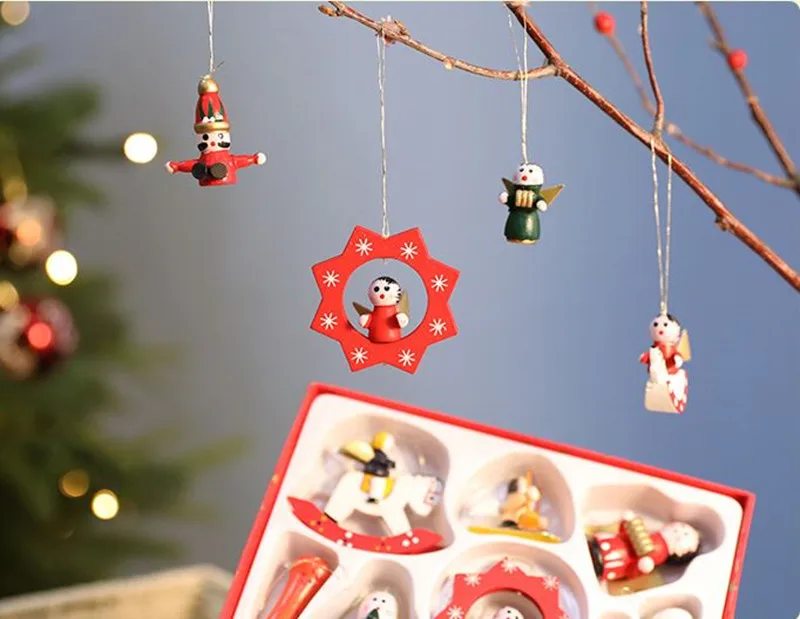 Božični Okraski, Obesek Srčkan Santa Claus snežaka Lesena Lutka Za Dom Okraski za novoletne jelke Otroci Darila Božič