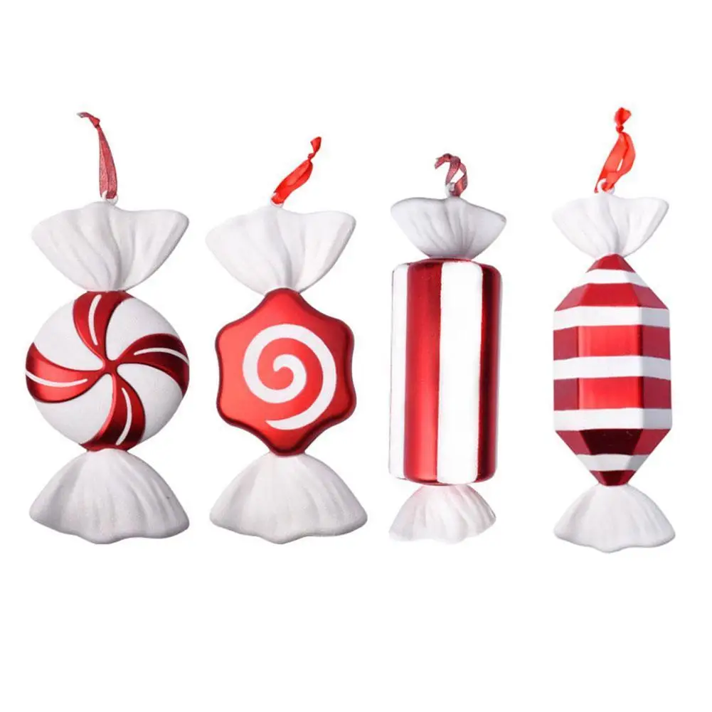 Božični okraski scene postavitev darilo okrasni obesek, belo DIY sladkarije fazi postavitve sladkarije in rdeče barve C2R3