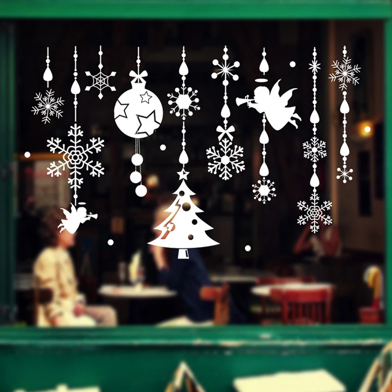 Božični okraski, Vinil Stenske Nalepke Stekleno okno Božič festival nalepke Home Decor Art Decals Ozadje