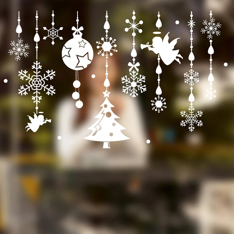 Božični okraski, Vinil Stenske Nalepke Stekleno okno Božič festival nalepke Home Decor Art Decals Ozadje