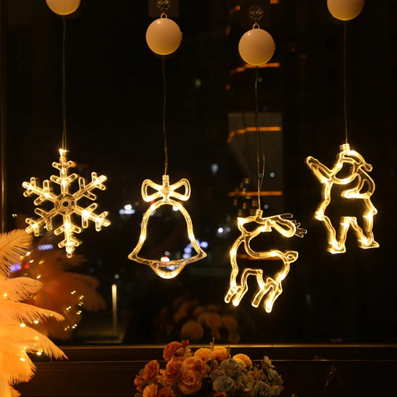Božični Zvon Snežaka Star Luči Počitnice Okno Dekor LED Bedak Luči Za Stranko Doma Dekor Bell Baterije Božič