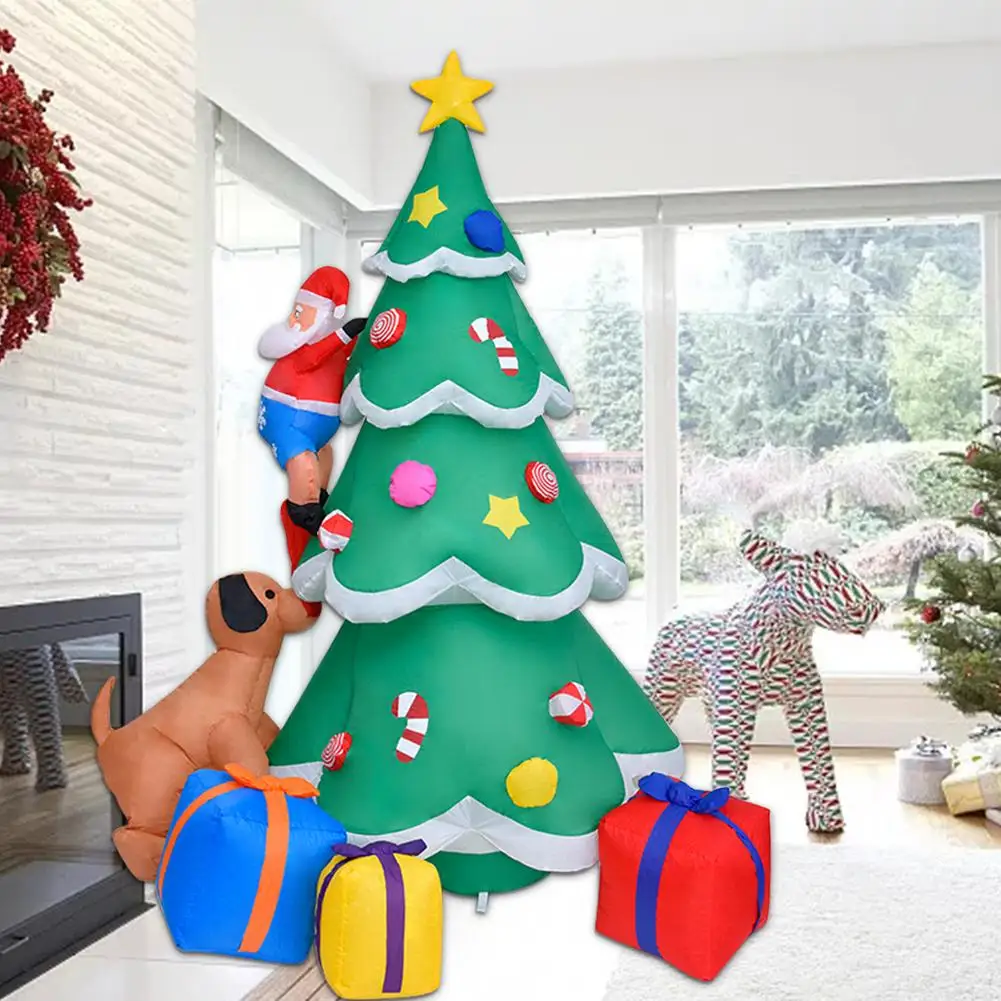 Božično Drevo Napihljiva Lutka Santa Claus Kuža Dekoracijo s Svetla LED Luči Počitnice stranka dekoracijo