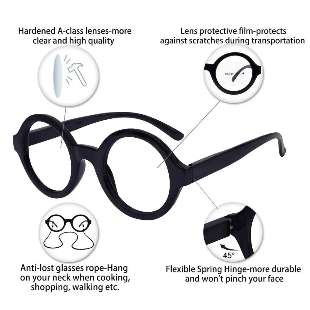 Branje Očala Ženske Jasno Objektiv Okrogle Očala Modre Svetlobe Očala, Optično Spektakel Z Dioptrije 0 do+6.0 oculos redondo MA