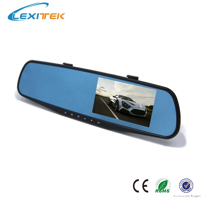 Brezplačna dostava 4.3 palčni avto rearview mirror dvr avto full HD 1080p vožnja avtomobila video snemalnik, kamera avto obratno sliko, dvojno objektiv