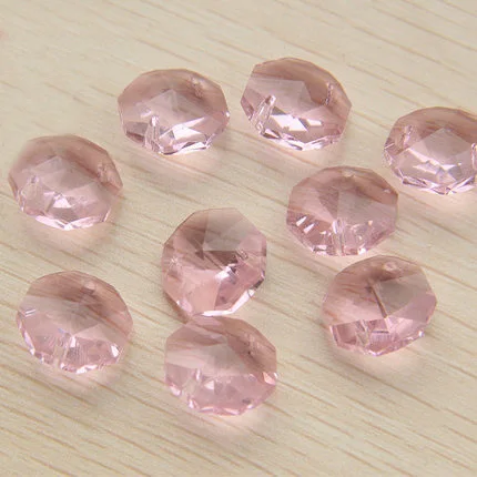 Brezplačna dostava 50pcs/lot 14 mm kristalno steklo octagon kroglice z 2 luknje za lestenec prizmo suncatchers kroglice