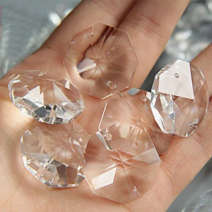 Brezplačna dostava 50pcs/lot 14 mm kristalno steklo octagon kroglice z 2 luknje za lestenec prizmo suncatchers kroglice