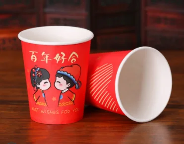 Brezplačna dostava 96pcs/veliko Kitajski slog nekaj vzorec zadebelitev poroko enkratno uporabo rdečega papirja pokal poroko dobave