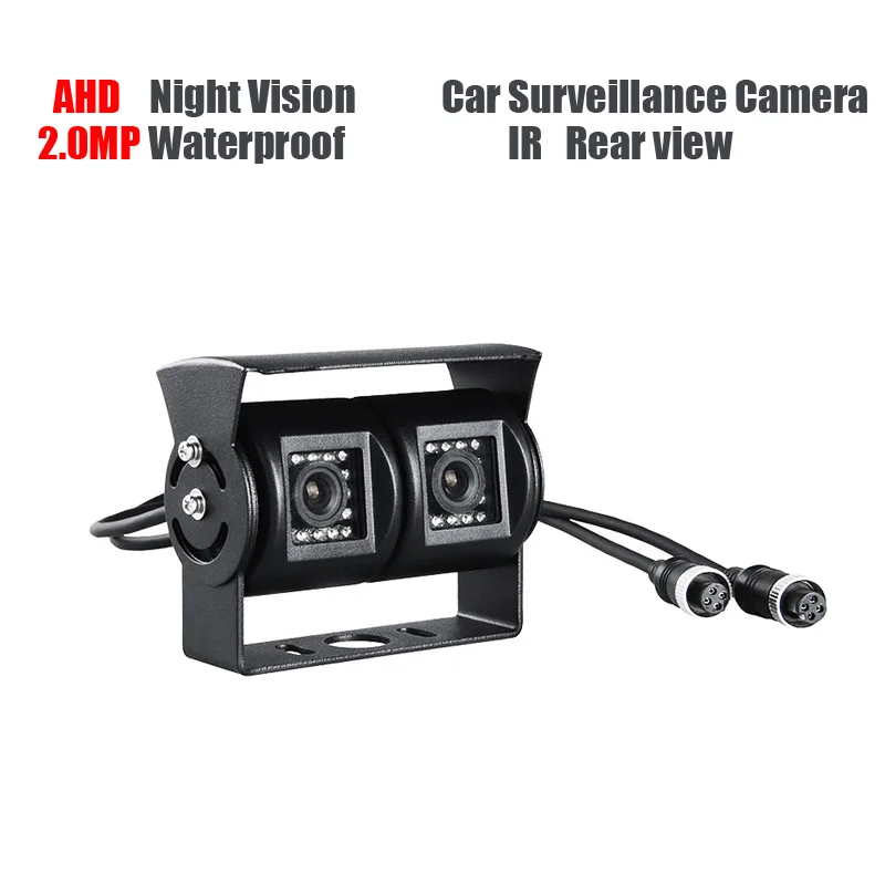 Brezplačna Dostava AHD 2.0 MP Dual Kamera IR Nočno Vizijo Nepremočljiva Pogled od Zadaj Parkirni Pomožno Vzvratno Kamero za Tovornjak, Avtobus Nadzor