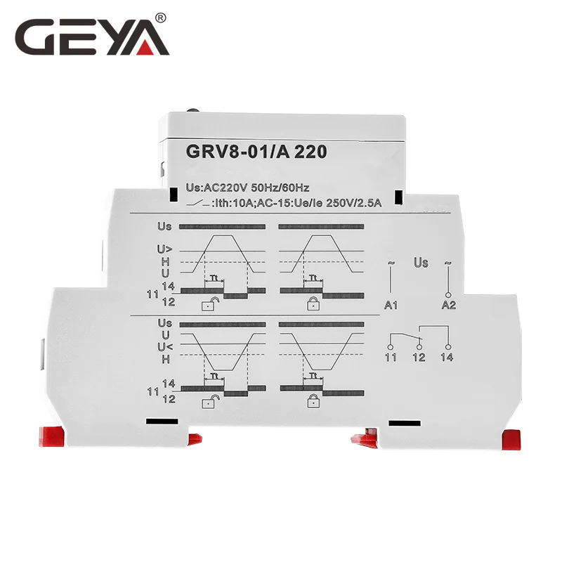 Brezplačna Dostava GEYA GRV8-01 Nastavljiva Napetost Nad ali Pod Napetostjo 12V Rele 48V 110V 220V 240V Rele za Nadzor Napetosti