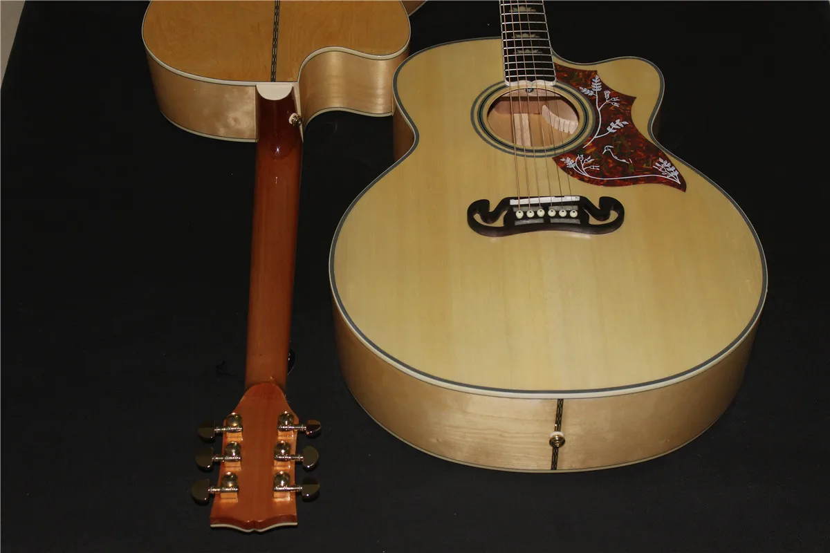 Brezplačna dostava naravne kitara jumbo telo 43 cm akustična električna kitara enotni rez 200 akustično kitaro