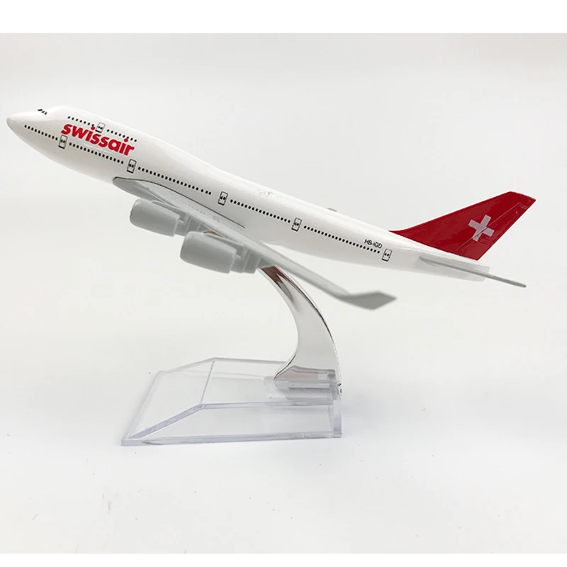 Brezplačna dostava swissair model letala Boeing 747 letalo 16 CM Kovinske zlitine diecast 1:400 letalo model igrača za otroke MX41
