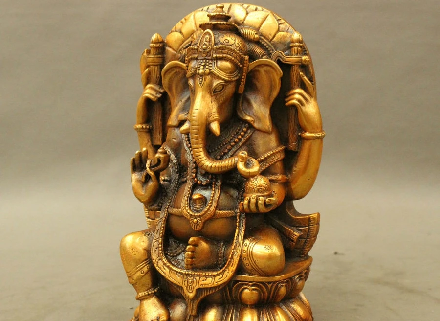 BREZPLAČNA DOSTAVA Tibera Pozlačenega Brona, Ganapati Ganesh Gospod Ganesha Slon Buda Statie Figur