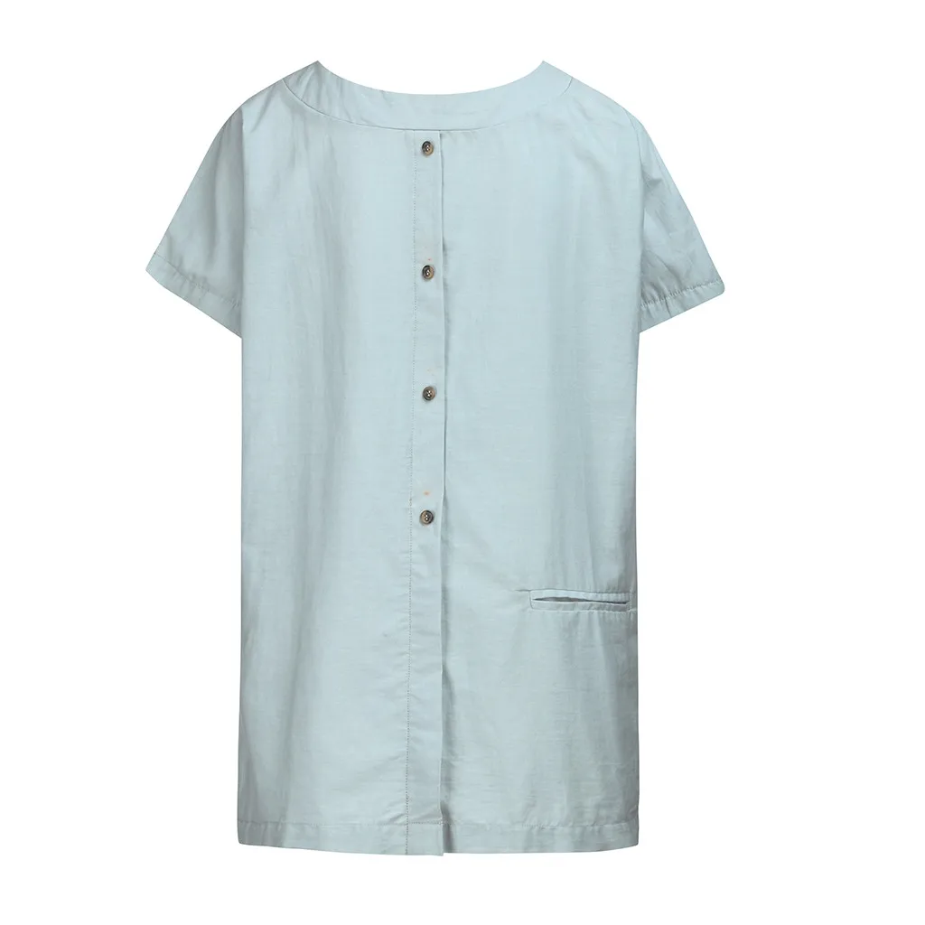 BREZPLAČNO NESREČA Ženske Majice Ustvarjalne Velikosti Svoboden Gumb Pocket Parizu, Svetlo Modra Moda Vrh Priljubljenih 2019 Bluzo Ženske Majice