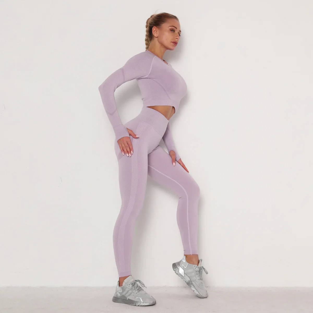 Brezšivne Joga bo ustrezala znoj absorpcije hip dviganje visoko pasu fitnes hlače ženske tesen long sleeve športno obleko trenirko