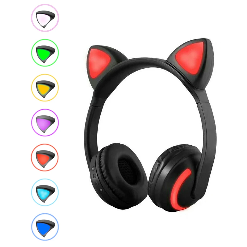 Brezžična Bluetooth Slušalka Žareče Mačje Uho Slušalke Stereo Glasbe, Slušalke w/ Mic Nastavljiv naglavni Trak za Prenosni računalnik, Pametni telefon