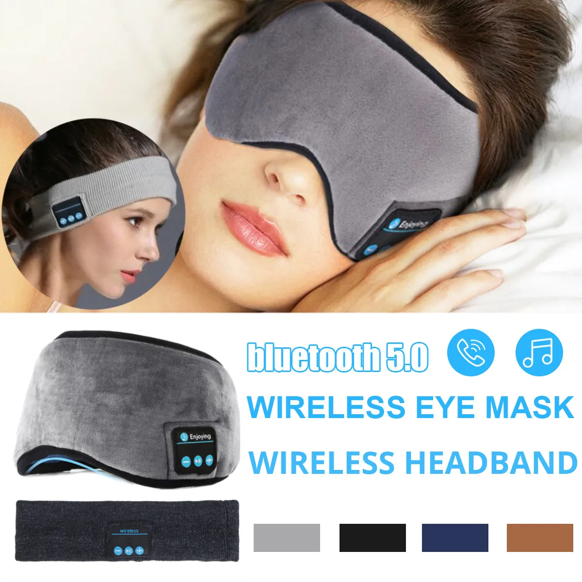 Brezžična tehnologija bluetooth 5.0 Slušalke Spalna Oči Masko predvajalnik Glasbe / Športne glavo Potovanja Slušalke Zvočniki vgrajeni Zvočniki, Mikrofon