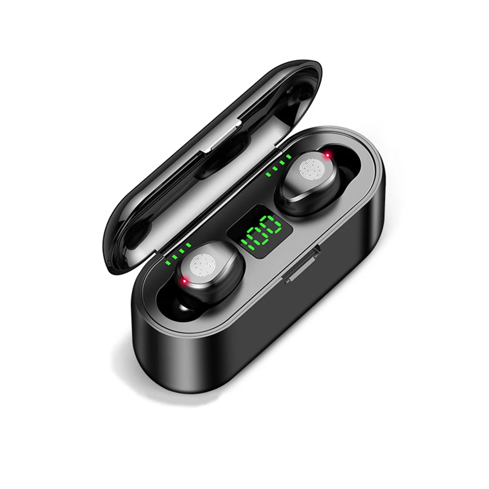 Brezžične Slušalke Bluetooth V5.0 F9 TWS Brezžični Bluetoothearphone LED Zaslon 2000mAh Polnjenje Box Slušalke Z Mikrofonom