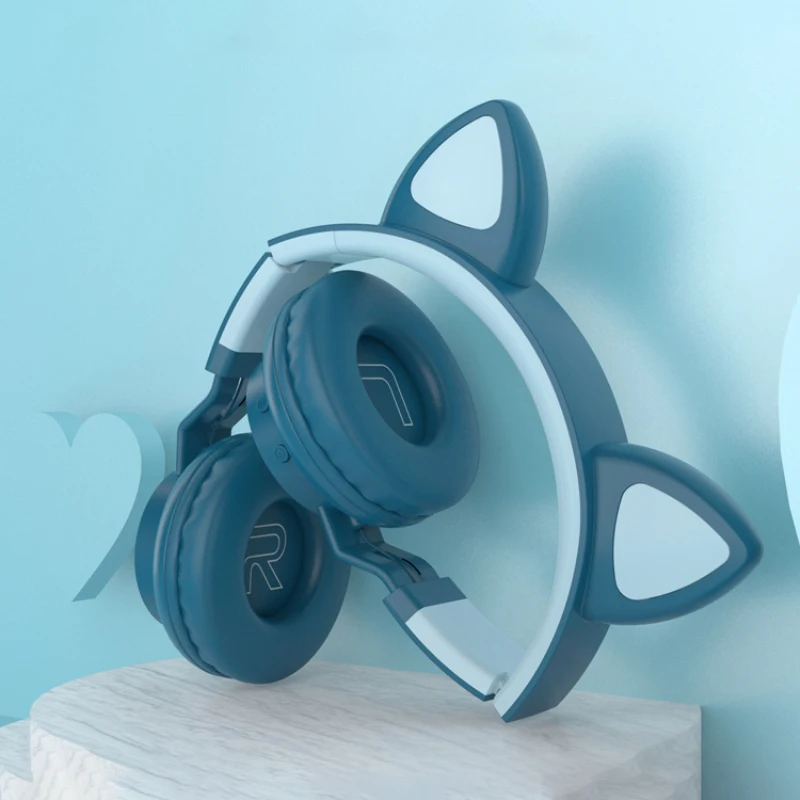 Brezžične Slušalke Bluetooth5.0 Slušalke Mačje Uho Slušalke LED Luči Z Mikrofonom Za Prenosni RAČUNALNIK Telefon Čepkov Brezžične Slušalke