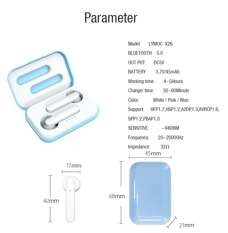 Brezžične Slušalke Hi-Fi Bluetooth V5.0 Dotik Gumb Hrupa Odločni Macaron Slušalke Bas Brezžična Tehnologija Bluetooth Čepkov Slušalke