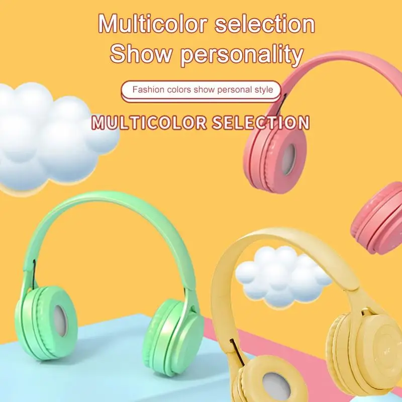 Brezžične Slušalke Macaron Barve Hifi Glasbeni Auto Seznanjanje Slušalke Lahko Vstavi TF Kartice Modra Roza Rumena Slušalke