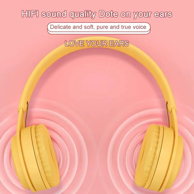 Brezžične Slušalke Macaron Barve Hifi Glasbeni Auto Seznanjanje Slušalke Lahko Vstavi TF Kartice Modra Roza Rumena Slušalke